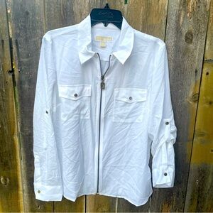 Michael Kors White Zippered Blouse